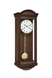 Hermle Pendulum Wall Clock in Burl Wood Look 71001-030141 1/2 Hour Stroke Brown 66 cm x 25 cm x 14 cm