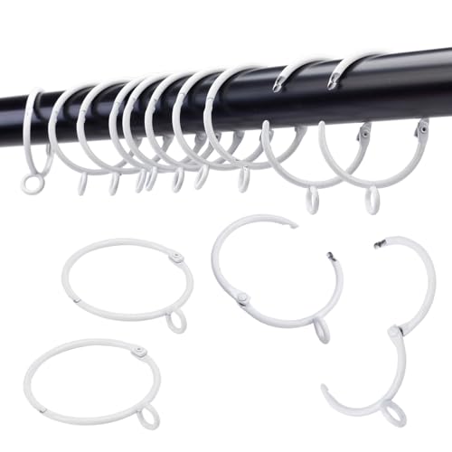 Openable Curtain Rings with Eyelet,24PCS Curtain Rings,Drapes Rings 38mm Interior Diameter White TXZWJZ