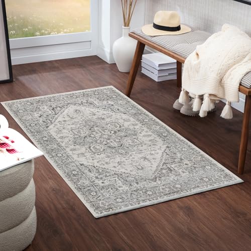 Livabliss Farah Khartoum Vintage Runner 80x150 cm – Scandi Neutral Boho Pattern for Hallway & Living Space, Easy Care, Grey & Beige