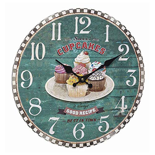 TFA Dostmann Quinine Tonique Vintage Analogue Wall Clock, 60.3045.10, Retro Rust Effect, 337 mm, MDF Wood Fibre, White/Black