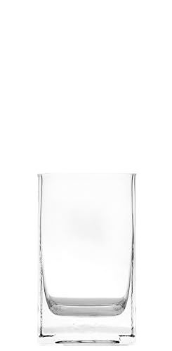 Square section vase in transparent glass - Measures 8 x 8 x 14 cm