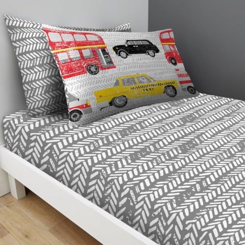 GC GAVENO CAVAILIA Kids Single Fitted Sheet Set - Transport Bedding For Childrens & Toodlers - Soft & Comfortable Luxury Bed Sheets For Kids Room - Easy Care Sheet Set (1 Fitted Sheet + 1 Pillowcase)