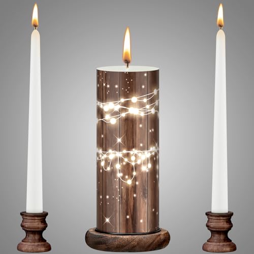 Irenare Unity Candles with Candle Holders for Wedding Ceremony, Formal Events, Church Decoration (Wood, Unscented)