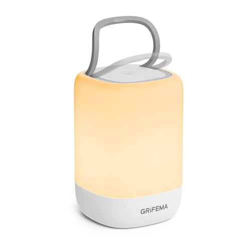 GRIFEMA Night Light, LED Touch Bedside Table Lamp, RGB Color Changing, Dimmable Bedside Lamp with 15H Battery, USB Rechargeable, Timer, Portable for Bedroom, Kids Room, Camping, GD104
