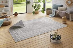 Hanse Home Flat Weave Reversible Rug Frame for Indoor and Outdoor Use (100% Polypropylene, UV and Weather Resistant, Suitable for Underfloor Heating), 80 x 150 cm, Grey/Cream