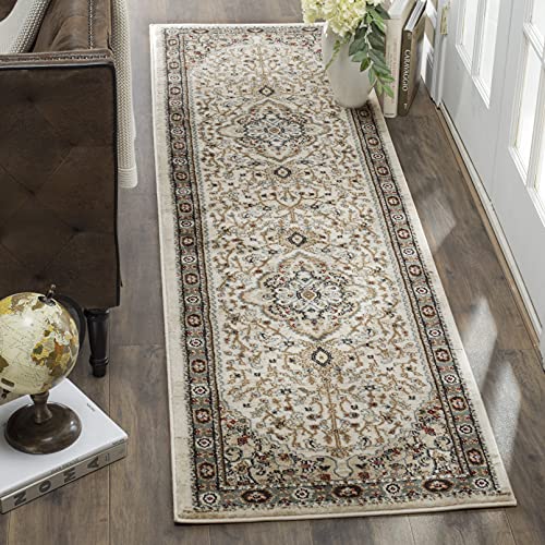 Safavieh Traditional Rug for Living Room, Dining Room, Bedroom - Lyndhurst Collection, Short Pile, in Cream and Beige, 69 X 244 cm