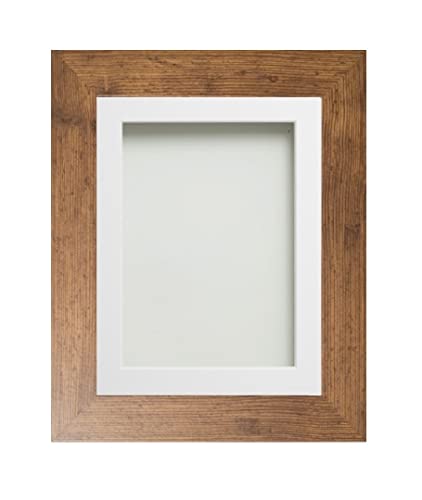 Frame Company Watson Rustic Picture Photo Frame fitted with Perspex, 20x16 inch with White Mount for image size A3