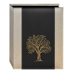 Pioneer Photo Albums Gold Design Embossed Seagrass Photo Album, Black Tree