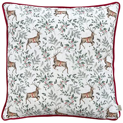 Evans Lichfield Festive Reindeer Cushion Cover,43 x 43cm, Scarlet