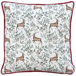 Evans Lichfield Festive Reindeer Cushion Cover,43 x 43cm, Scarlet