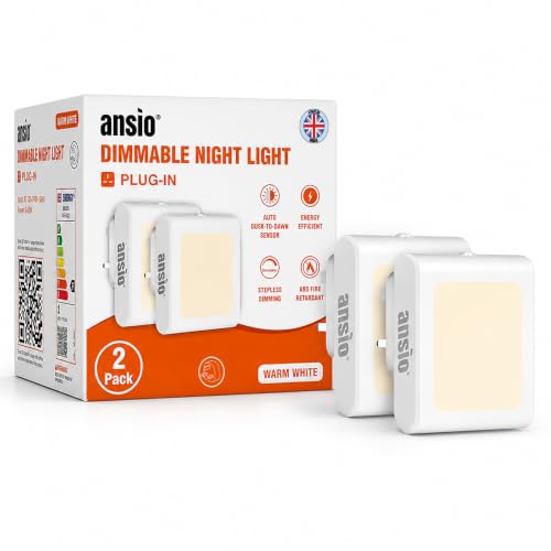 ANSIO Night Light Plug in Wall, 2 Pack Stepless Dimmable Night Lights