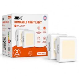 ANSIO Night Light Plug in Wall, 2 Pack Stepless Dimmable Night Lights