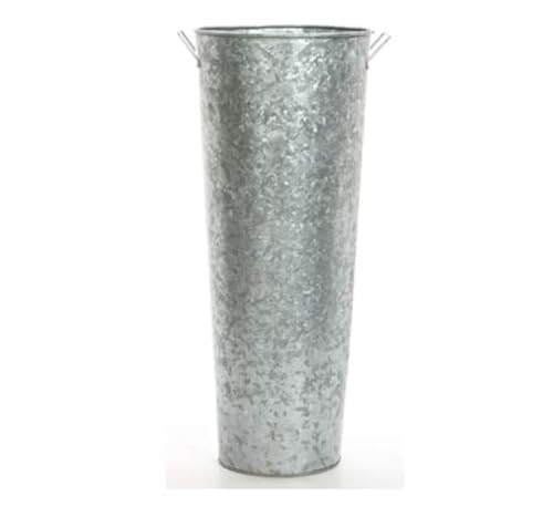 "Hosley Galvanized French Bucket Vase with Handles 6"" Dia x 15"" H- Perfect for Weddings, Parties, Country Picnics, Floral Arrangements, Tableware Storage, or Candle Gardens - Rustic Farmhouse D??cor"