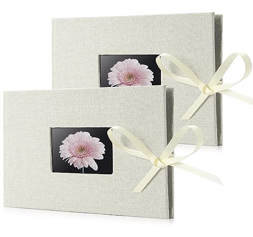 Fabmaker 2 Pack Small Photo Album 4x6, Each Holds 24 Horizontal Photos, Linen Cover with Front Window, Mini Brag Books for 4x6 Pictures, Artwork or Postcards Storage