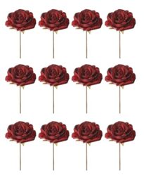 WeRChristmas Set of 12 Red Artificial Glitter Roses, 13 cm with 20 cm Stem