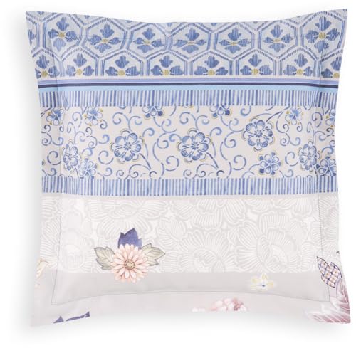 Bassetti Hanami 9330021 Cushion Cover for Bed Linen 100% Cotton Satin in Pearl Grey G1, Dimensions: 40 x 40 cm