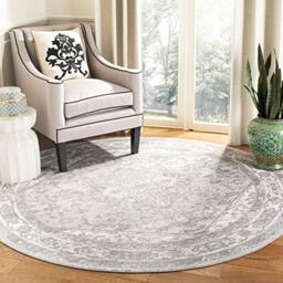 SAFAVIEH Traditional Rug for Living Room, Dining Room, Bedroom - Brentwood Collection, Short Pile, in Cream and Grey, 90 x 90 cm