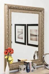 MirrorOutlet 3ft10 x 2ft10 V Large Antique Style Silver Wall Mirror Handmade Rectangle Resin,ARQ811S4