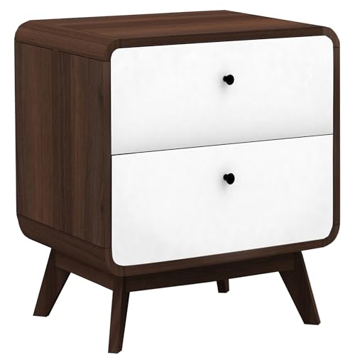 DHP Furniture Cassie End Table with 2 Drawers, Walnut White, 39x51x53cm (DxWxH)