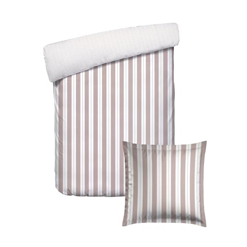 Pure Cotton 2-Piece Single Bed Linen – Duvet Cover 135 x 200 cm and 1 Pillowcase 80 x 80 cm – 100% Cotton Satin, 80 Thread Count – Oeko-TEX Certified – Maëlys – Old Pink