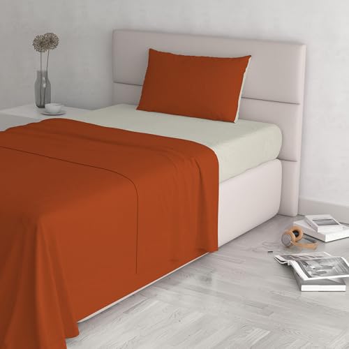 Italian Bed Linen Bed Set 100% Cotton Natural Color, Earth/Cream, Single
