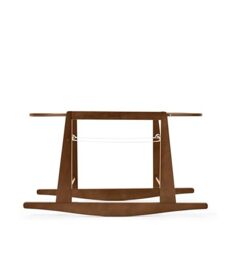The Little Green Sheep Moses Basket Stand Only - Walnut Rocking Bassinet Stand with Gentle Motion for Soothing Sleep, Self-Assembly, 85L x 40.8W x 48.5H CM