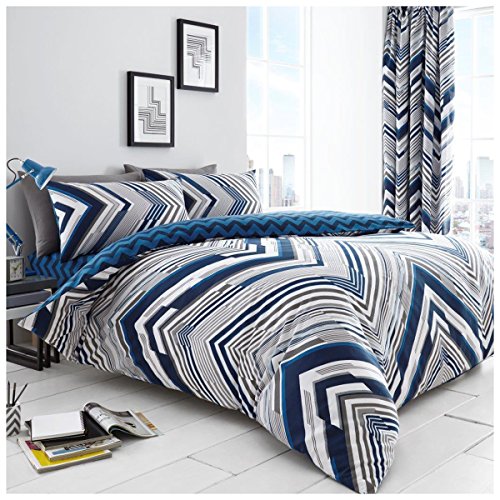 Gaveno Cavailia Luxurious AUSTIN Bed Set with Duvet Cover and Pillow Cases, Polyester-Cotton, Blue, King