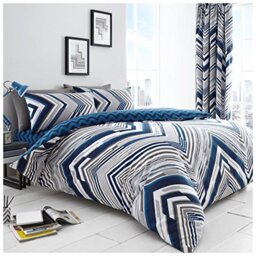 Gaveno Cavailia Luxurious AUSTIN Bed Set with Duvet Cover and Pillow Cases, Polyester-Cotton, Blue, King