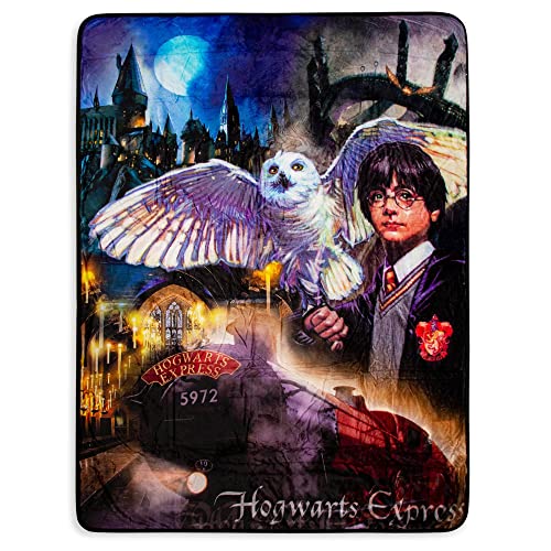 "Northwest Silk Touch Sherpa Throw Blanket, Polyester, Harry Potter Magic Montage, 60"" x 80"""