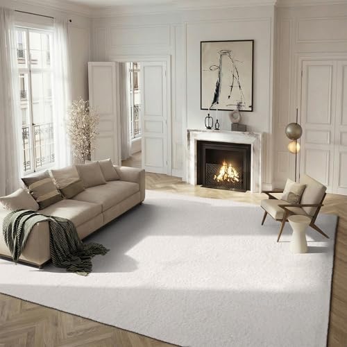Safavieh Shag Rug for Living Room, Dining Room, Bedroom - Luxe Shag Collection, High Pile, in Ivory, 200 x 300 cm