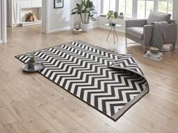 Hanse Home Bougari Palma Outdoor Rug Flat Weave Reversible Rug (80 x 150 cm, 100% Polypropylene, Durable and Easy to Clean, UV and Moisture Resistant, Suitable for Underfloor Heating), Black Cream