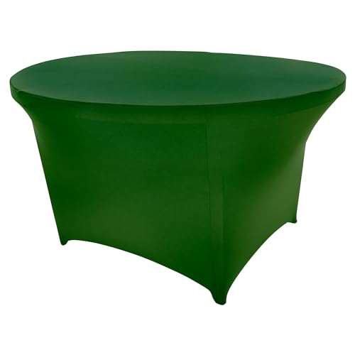 Goldstream Point Hunter Green 48 Inch (4 Foot) Round Spandex Cocktail Tablecloth Folding Cover Stretch