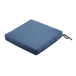 "Classic Accessories Ravenna Square Patio Seat Cushion Slip Cover & Foam - Durable Outdoor Cushion, Empire Blue, 21"" W x 21"" D x 3"" Thick"
