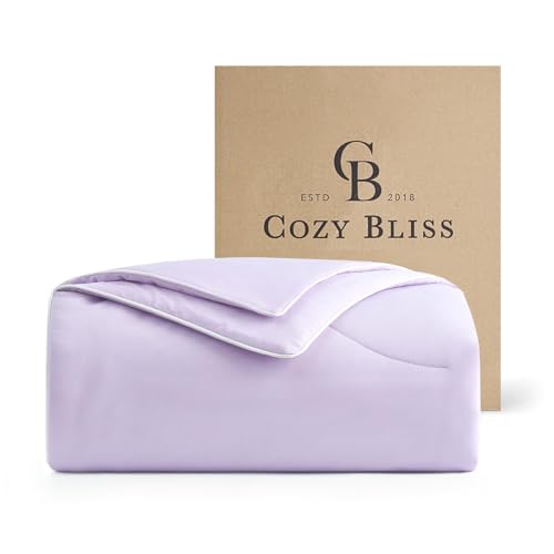 "Cozy Bliss Cooling Comforter Twin Size, Reversible Lightweight Cooling Blankets for Hot Sleepers and Night Sweats, Q-Max>0.45 Soft Breathable Silky Smooth Summer Comforter, Lavender Purple, 68""x90"""