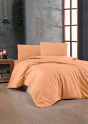 Nuit Des Rêves Premium Ranforce Single Quilt Cover Set, 100% Cotton, Pale Orange, 135 x 200 cm Quilt & 80 x 80 cm Pillowcase, Soft, Breathable, Perfect for Cosy Bedrooms