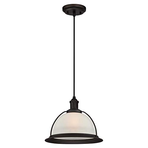 63369 One-Light Indoor Pendant, Oil Rubbed Bronze Finish with Frosted Glass