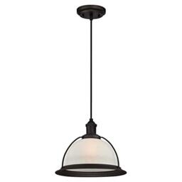 63369 One-Light Indoor Pendant, Oil Rubbed Bronze Finish with Frosted Glass