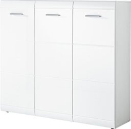 Germania Shoe cabinet 3523-84 GW-Adana, in White, Fronts high gloss with groove milling, space for up to 36 pairs of shoes, 134 x 120 x 36 cm (WxHxD)