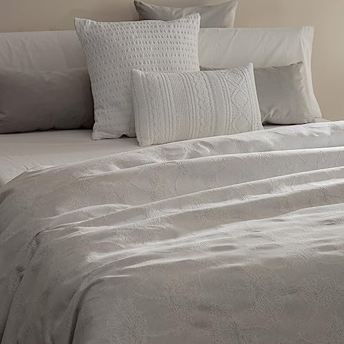 Sancarlos Aleli Jacquard Duvet Cover, 50% Cotton 50% Polyester, (Bed 105, Light Grey)