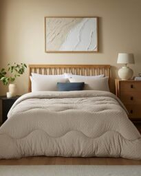 Night Lark Coverless Duvet 10.5 Tog Tufted Dots - Natural Oat, Double