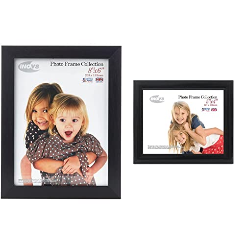 Inov8 Framing PFVS-SABK-86 Picture Frame, Satin Black, 8x6 & PFVS-VBLK-54 Frame, Black, 5 x 4 inch