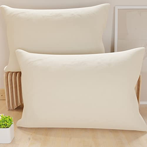PETTI Artigiani Italiani - Pair of Pillowcases 50x30 cm in Microfiber, Bedroom Cushions, Sofa, Set of 2 Cushion Covers, Solid Color Cream Pillowcase, 100% Made in Italy