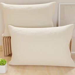 PETTI Artigiani Italiani - Pair of Pillowcases 50x30 cm in Microfiber, Bedroom Cushions, Sofa, Set of 2 Cushion Covers, Solid Color Cream Pillowcase, 100% Made in Italy