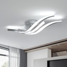 Toollight LED Ceiling Light, 24W 2700LM 3-Curved Ceiling Lamp Silver, Modern LED Lights Fixtures for Living Room Kitchen Bedroom Corridor, Cold White Light 6500K, Long 52cm