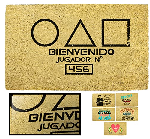 LucaHome – Original and Fun Natural Coconut Door Mat – Squid Game Doormat 33 x 60 cm – Ideal for Outdoor Doors, Covered Hallways and Entrances of Homes