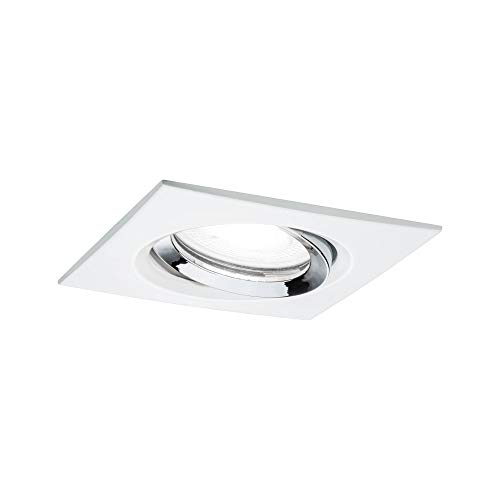 Paulmann LED Downlight Nova Plus Single Light Swivelling IP65 Angular 93x93mm 30° GU10 6W 470lm 230V dimmable 4000K Matt White, Chrome 93674