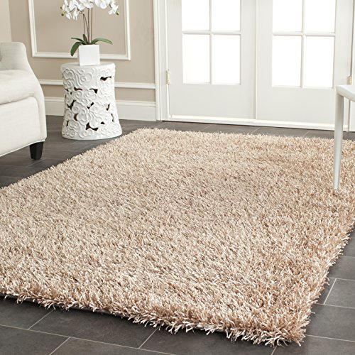 Safavieh Shaggy Indoor Woven Rectangle Area Rug, New Orleans Shag Collection, SG531, in Beige / Beige, 122 X 183 cm for Living Room, Bedroom or Any Indoor Space