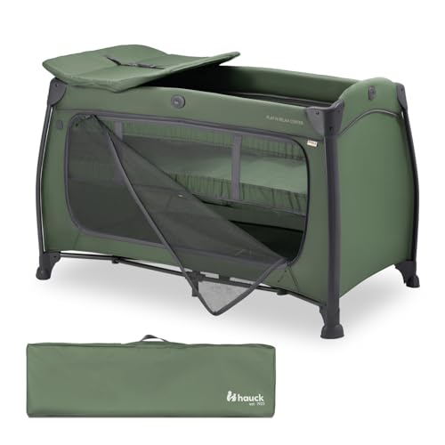 Hauck Play N Relax Center, Olive - Travel Cot for Babies, 120cm x 60cm