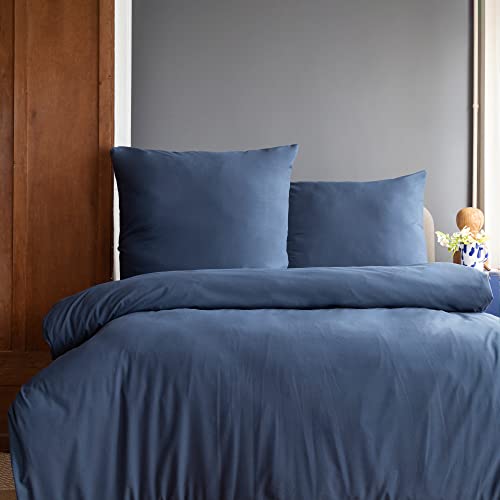 Komfortec Premium Bed Linen 200 x 200 cm with 2 Pillowcases 80 x 80 cm Brushed Microfibre Set - Dark Blue