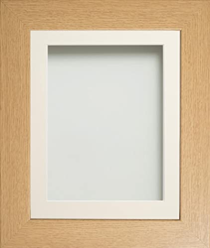 Frame Company Watson Beech Picture Photo Frame fitted with Perspex, 12x10 inch with Off-White Mount for image size 10x8 inch